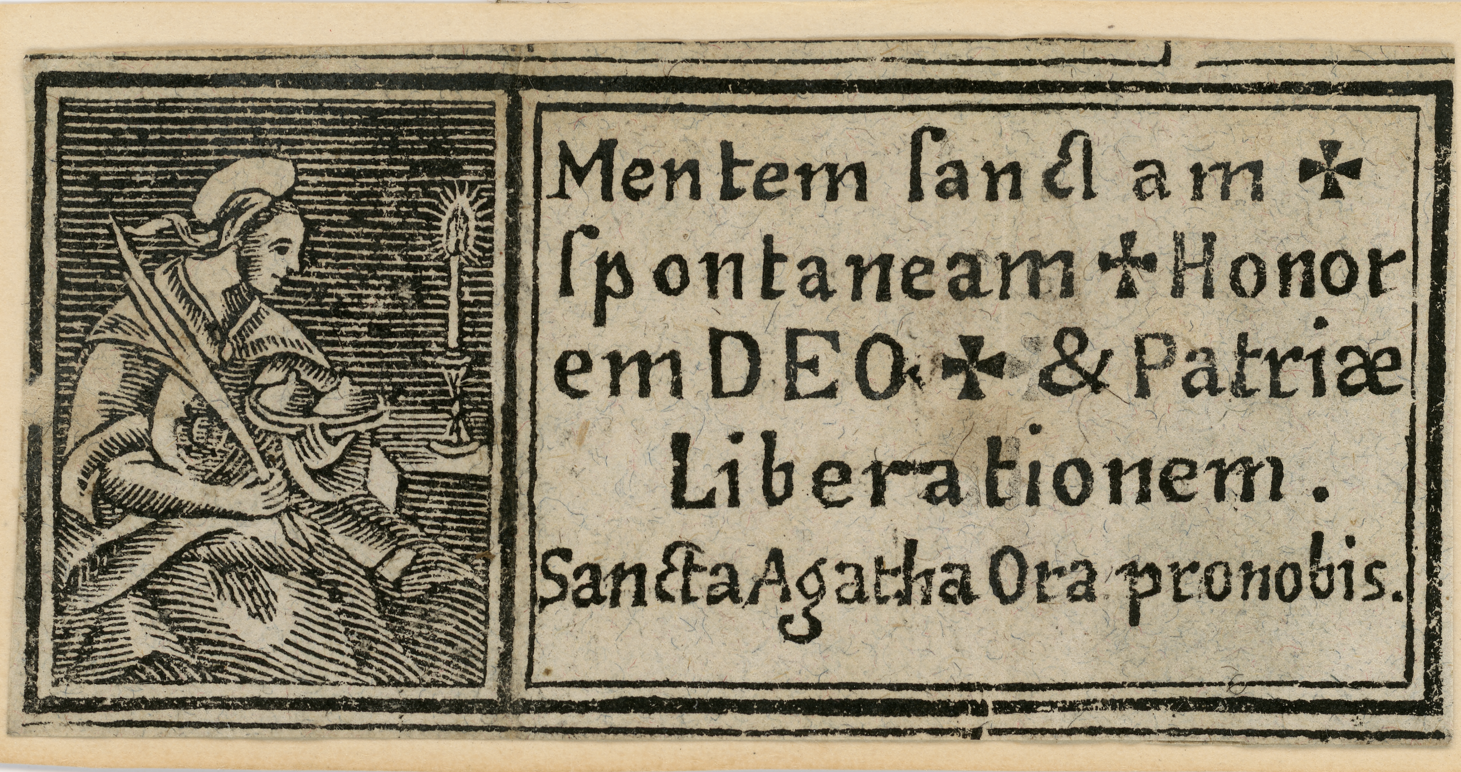 Agathazettel mit lateinischem Text.